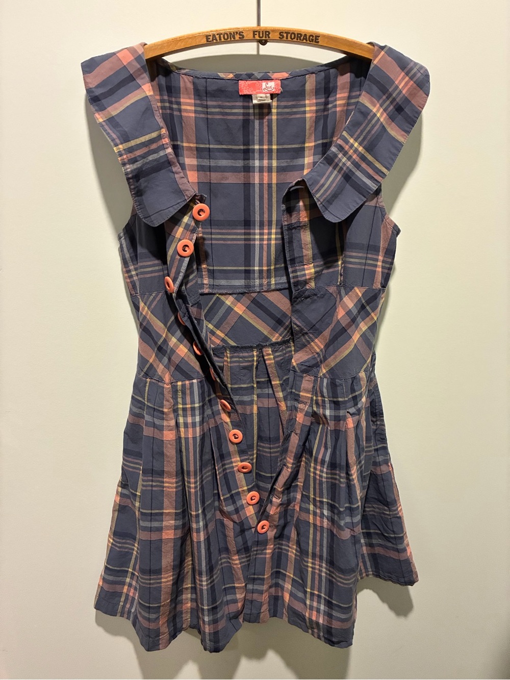 Lux Plaid Tartan Cotton Dress Peter Pan Collar Size 8 - Picture 2 of 7